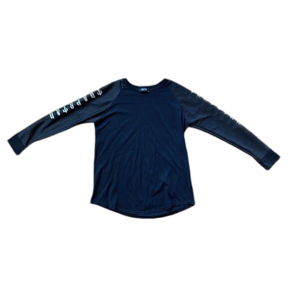 TRAPSTAR Black Mesh Sleeve Gothic Emo Shirt Tee Top Women's Size Small - Picture 9 of 12